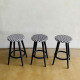 Najiah Bar Stool White+Black Rotan Kursi Bar Bulat Retro Jati