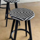 Najiah Bar Stool White+Black Rotan Kursi Bar Bulat Retro Jati