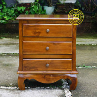 Nakas Bedside 3 Laci Kayu Jati Minimalis