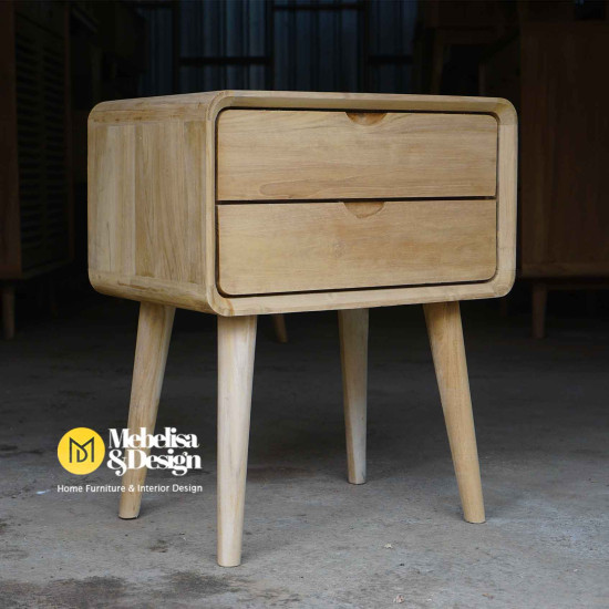 Nakas Bedside Table Retro Kayu Jati 2 Laci