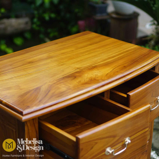 Nakas Loker Kayu Jati 6 Laci Antik Natural Finishing