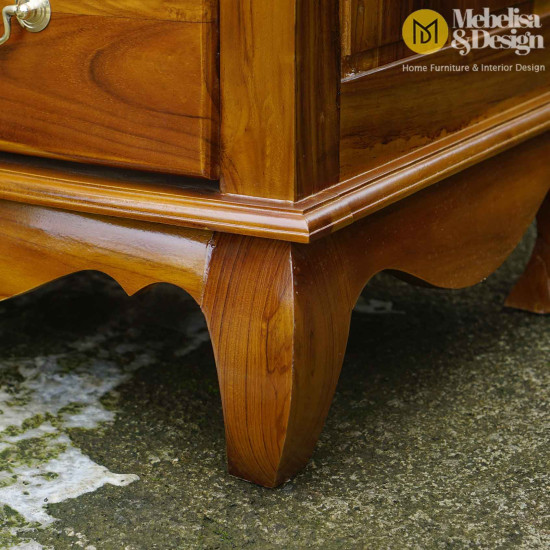 Nakas Loker Kayu Jati 6 Laci Antik Natural Finishing