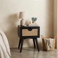 Nakas Minimalis Jati Laci Rotan Retro Clarita