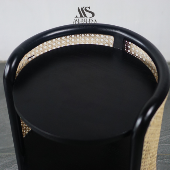 Nakas Side Table Meja Samping Kayu Jati Mix Anyaman Rotan