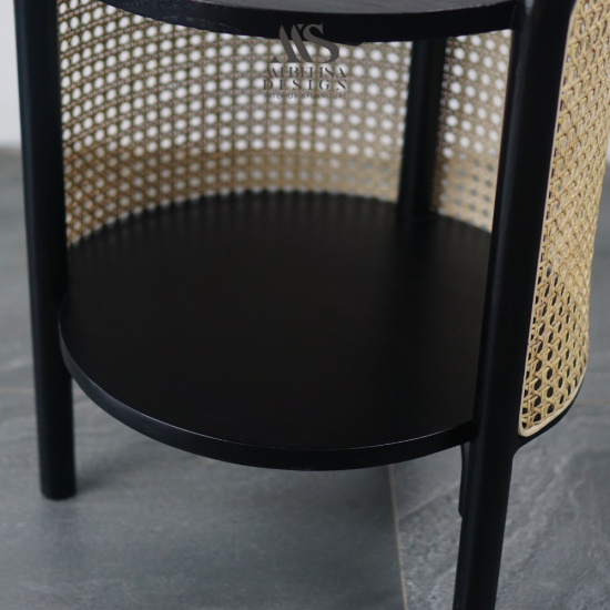 Nakas Side Table Meja Samping Kayu Jati Mix Anyaman Rotan