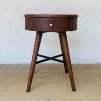 Nash Bedside Nakas Retro Bulat Kayu Jati 1 Laci Nash Bedside Nakas Retro Bulat Kayu Jati 1 Laci