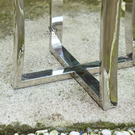 Nexus Side Table Reclaimed Teak Stainless Steel Base