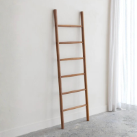 Nobu Towel Ladder Dark Teak Minimalist Organizer