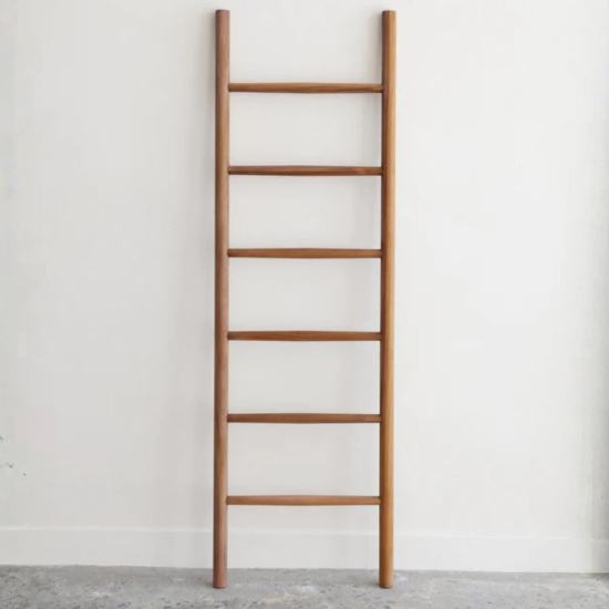 Nobu Towel Ladder Dark Teak Minimalist Organizer