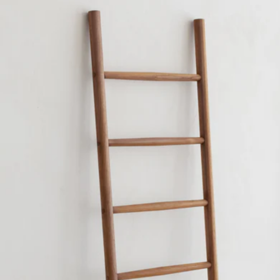 Nobu Towel Ladder Dark Teak Minimalist Organizer