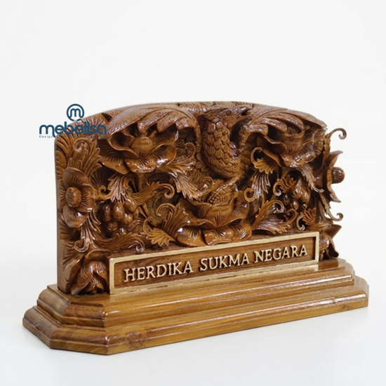 Papan Nama Ukir Relief Kayu Jati Jepara