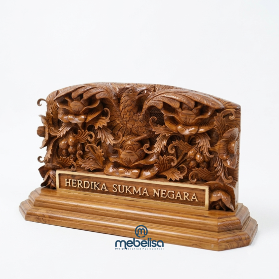 Papan Nama Ukir Relief Kayu Jati Jepara