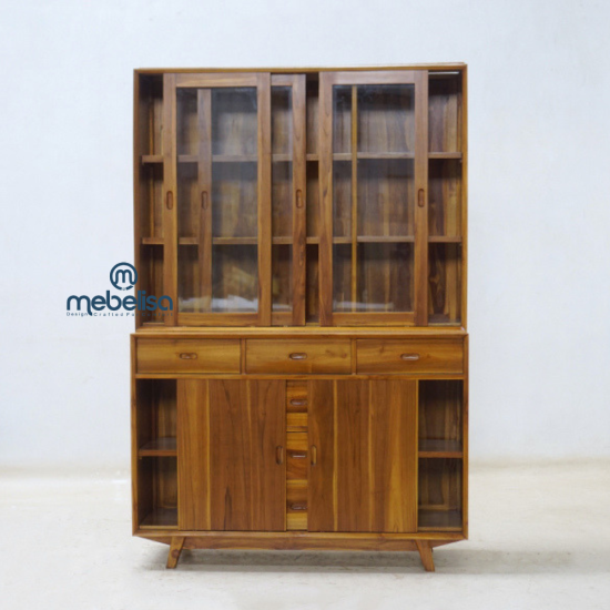 Rak Bufet Pajangan Minimalis Retro Jati Jepara