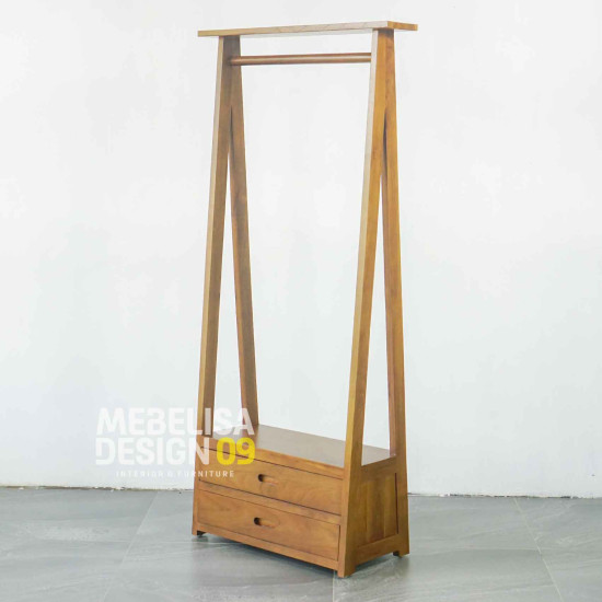 Rak Gantungan Pakaian Minimalis Kayu Jati