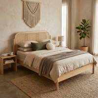 Rangka Tempat Tidur Minimalis Jati Rotan