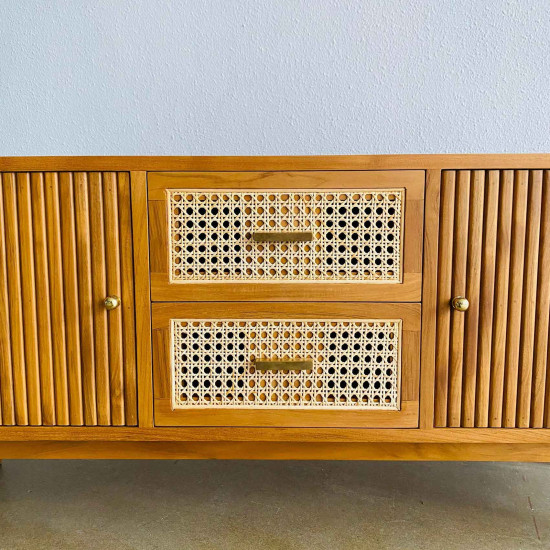 Raya TV Console Meja TV Bufet Kabinet Ruang Tamu Retro