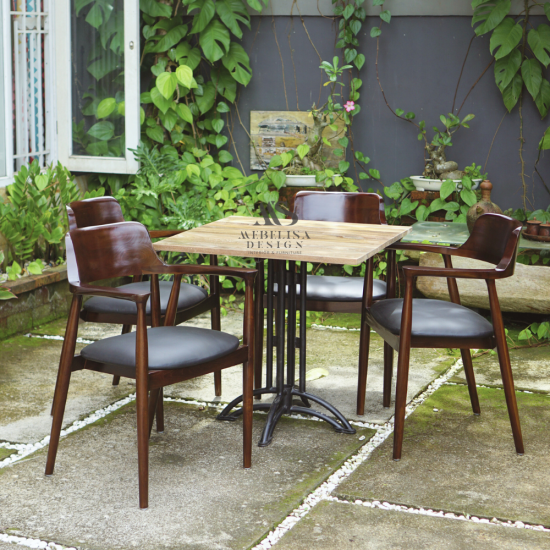 Reclaimed Teak Bistro Dining Table Set 4 Chair