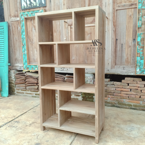 Reclaimed Teak Modular Display Book Shelf