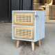 Reclaimed Teak Rattan Two-Drawer Nightstand