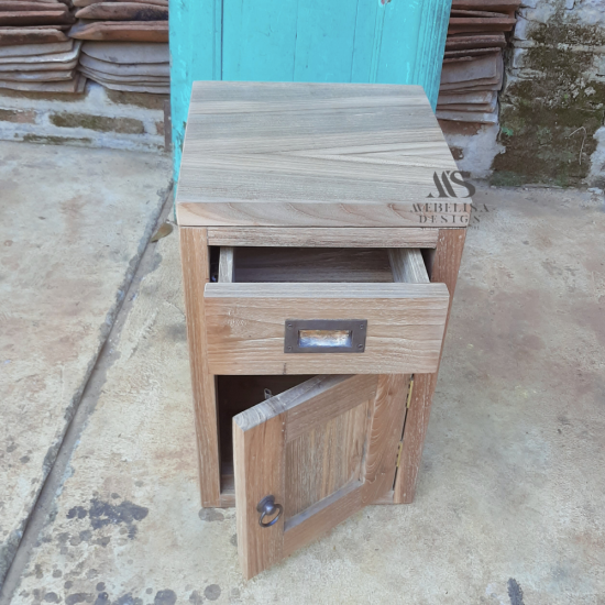 Reclaimed Teak Rustic Bedside Cabinet