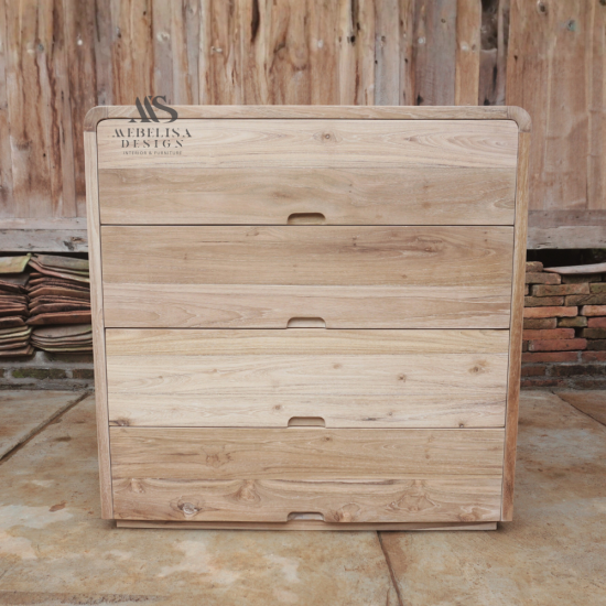 Reclaimed Teak Wood 4-Drawer Dresser
