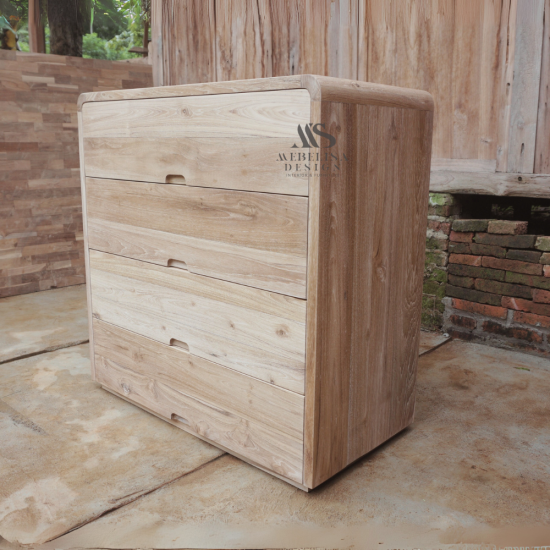 Reclaimed Teak Wood 4-Drawer Dresser