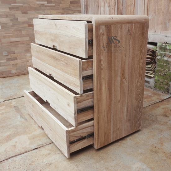 Reclaimed Teak Wood 4-Drawer Dresser