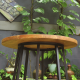 Reclaimed Teak Wood Industrial Round Bar Table