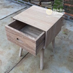 Recycled Teak Mid-Century Bedside Table 1 Drawer