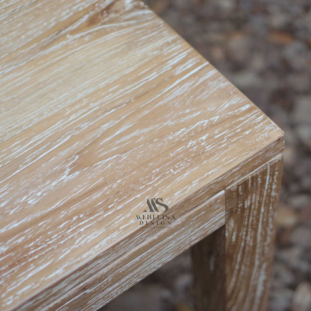 Recycled Teak Mid-century Dining Table Rustic Finish