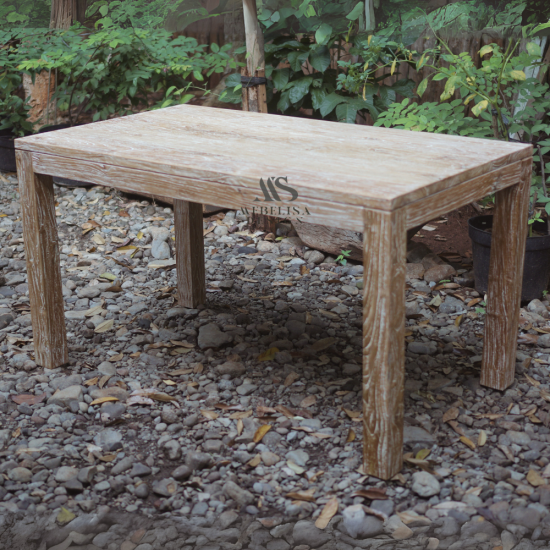 Recycled Teak Mid-century Dining Table Rustic Finish