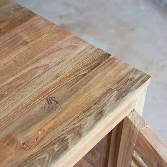 Recycled Teak Wood Louver Storage Cabinet