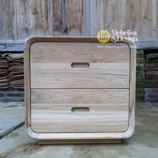 Recycled Teak Wood Vintage Bedside Table 2 Drawers Recycled Teak Wood Vintage Bedside Table 2 Drawers