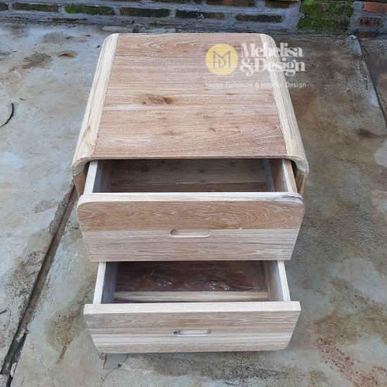 Recycled Teak Wood Vintage Bedside Table 2 Drawers Recycled Teak Wood Vintage Bedside Table 2 Drawers