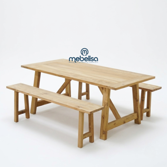 Rosebone Dining Table Set Bench Natural Teak