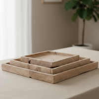 Rustic Style Square Teak Wood Tray 3-Pcs