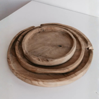 Rustic Style Teak Wood Round Tray