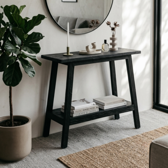 Sara Reclaimed Teak Console Black Rustic