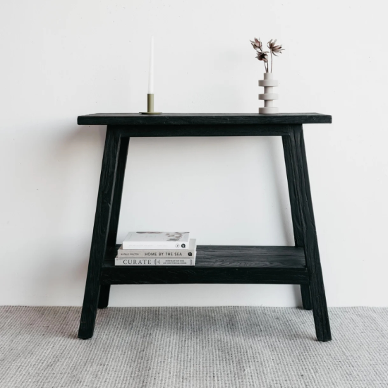 Sara Reclaimed Teak Console Black Rustic