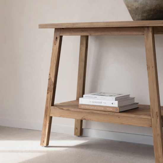 Scandi Reclaimed Teak Console Table Natural 90 cm
