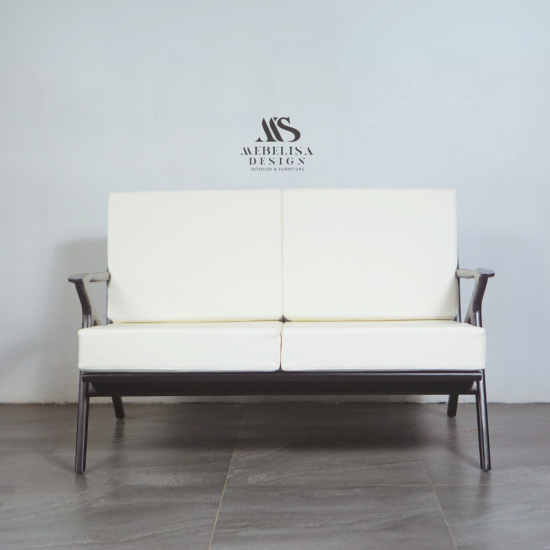 Scandia Mid-Century Sofa Tamu 2 Dudukan Kayu Jati