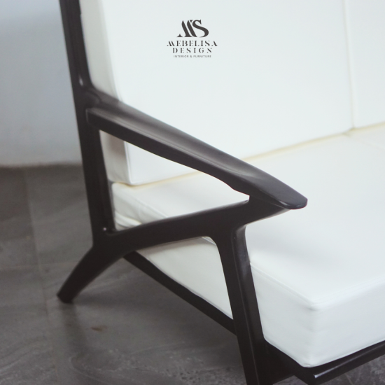 Scandia Mid-Century Sofa Tamu 2 Dudukan Kayu Jati