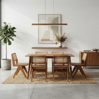 Set Kursi Makan Minimalis 6k Sandaran Rotan