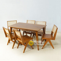 Set Kursi Makan Minimalis 6k Sandaran Rotan
