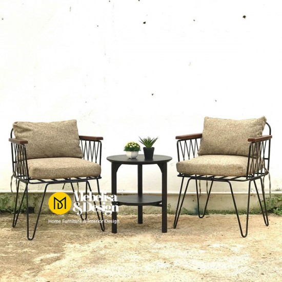 Set Kursi Teras Besi Industrial Modern Hitam Set Kursi Teras Besi Industrial Modern Hitam
