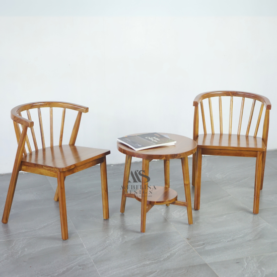 Set Kursi Teras Minimalis Japandi Kayu Jati