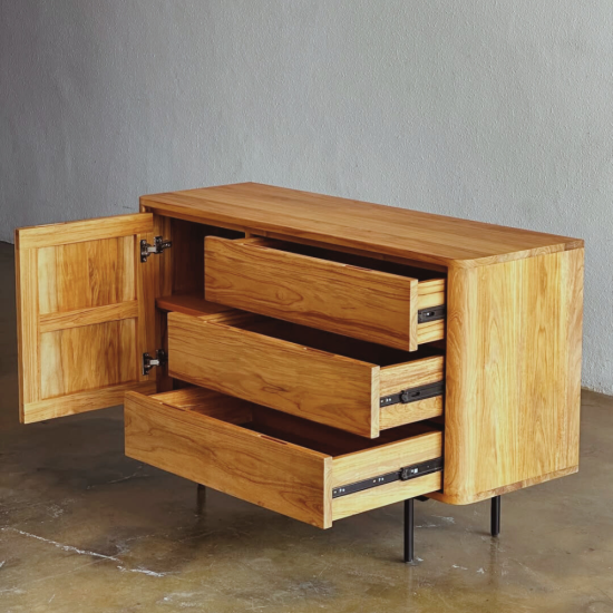 Shadow Sideboard Bufet Modern Kayu Jati Kaki Besi Industrial