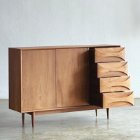Sideboard Bufet Minimalis Retro Kayu Jati Solid 4 Laci