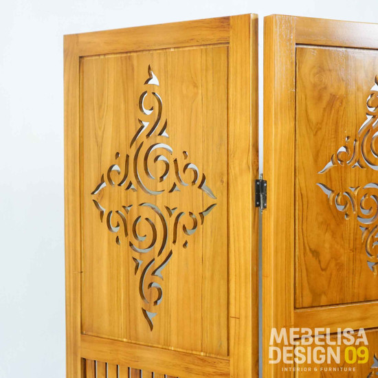 Sketsel Lipat Kayu Jati Penyekat Ruangan Minimalis 4P