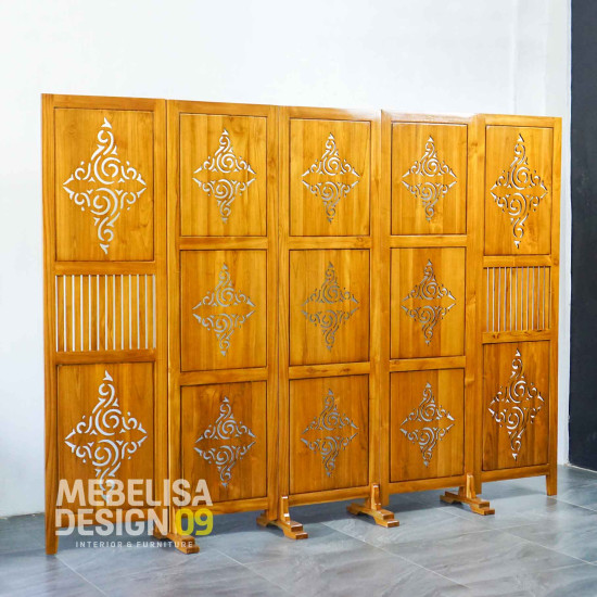 Sketsel Pembatas Penyekat Ruangan Minimalis 5p Kayu Jati